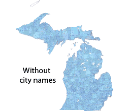 Michigan zip code map without city name