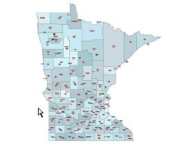 Counties, county seats and their fips codes of Minnesota state