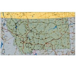 Montana state road and towns vector map