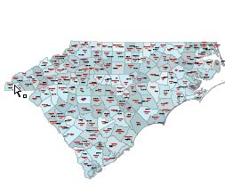 Three-digit FIPS code & county map of NC, SC