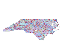 North Carolina state zip code county road map