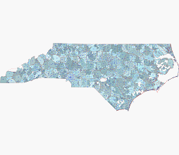 North Carolina simple zip code map