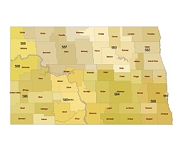 North Dakota three digit zip code vector map. Layer structure