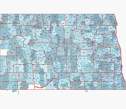 North Dakota zip code vector map
