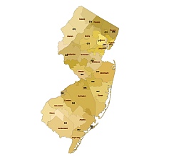 New Jersey state 3 digit zip code map. Preview.