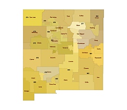 New Mexico state 3 digit zip code map. Preview.