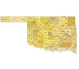 Oklahoma state 3 digit zip code map. Preview.