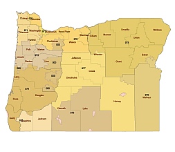 Oregn state 3 digit zip code map. Preview.