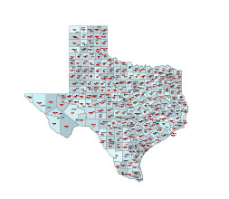the most accurate county map of Texas