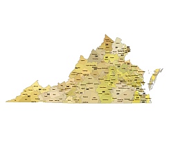 Virginia state 3 digit zip code map. Preview.