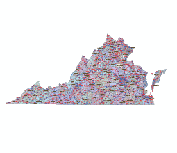 Virginia state zip code cnty road map