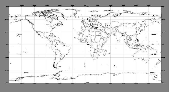 World outlinw map with graticules